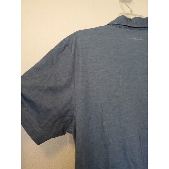 Travis Mathew Shirt Men's M Blue Logo on back stretch Collar Quarter Button - Picture 10 of 15